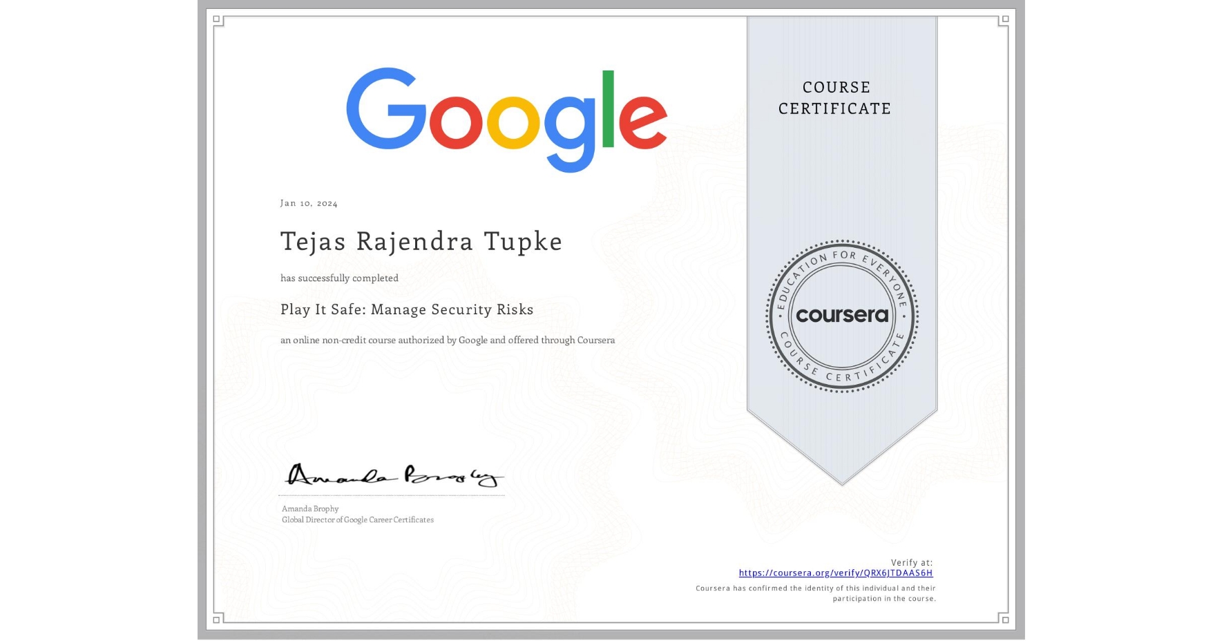 Certificates